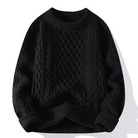 Ida | Pull Oversize Femme Toucher Cachemire à Torsades Col Rond - Noir