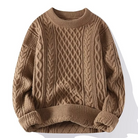 Ida | Pull Oversize Femme Toucher Cachemire à Torsades Col Rond - Marron
