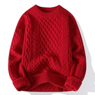 Ida | Pull Oversize Femme Toucher Cachemire à Torsades Col Rond - Rouge
