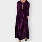 Irène | Robe Longue Femme en Velours à Manches Longues et Poches - Violet