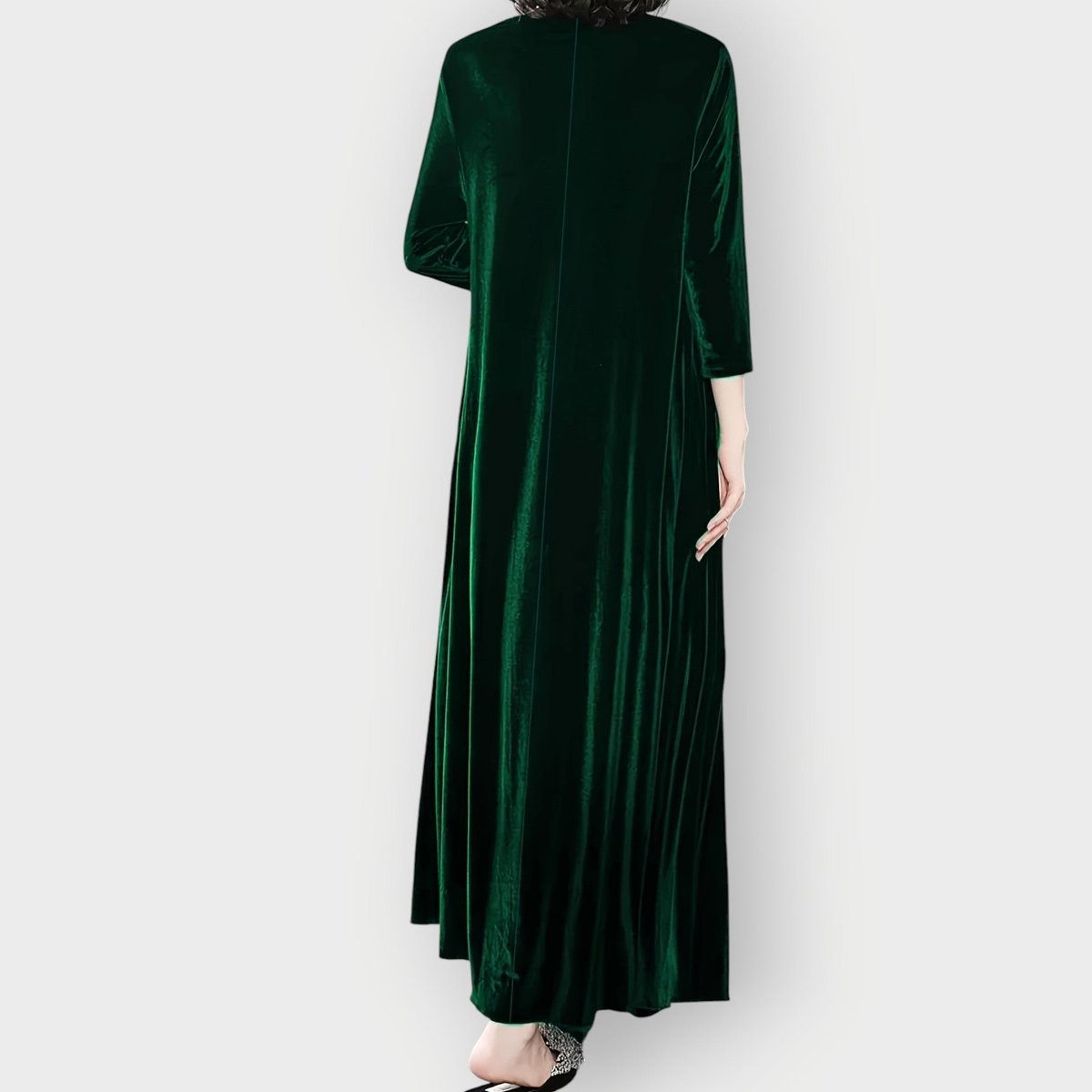 Irène | Robe Longue Femme en Velours à Manches Longues et Poches - vue 6