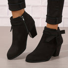 Jacqueline | Bottines Femme Aspect Daim à Talon Bloc et Bride Nouée - vue 2