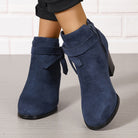 Jacqueline | Bottines Femme Aspect Daim à Talon Bloc et Bride Nouée - vue 4