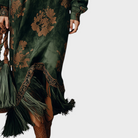 Jeanne | Robe Longue Femme Aspect Suédine à Franges et Col en V - vue 4