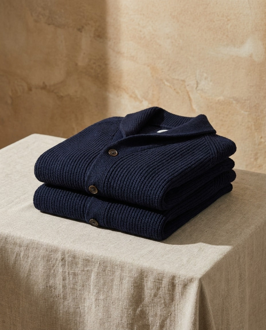 Jérôme | Gilet Homme en Maille Côtelée à Col Châle et Boutons - vue 10