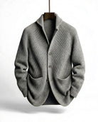Jérôme | Gilet Homme en Maille Côtelée à Col Châle et Boutons - Gris