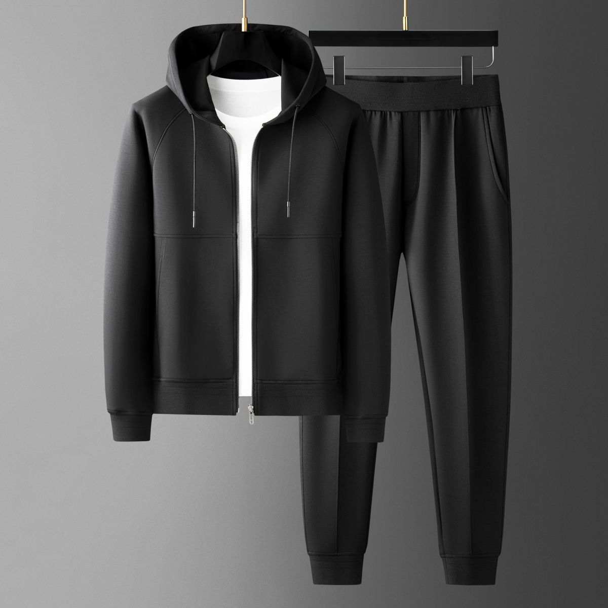 Joachim | Ensemble Survêtement Homme Veste Zippée à Capuche et Jogging Texturé - Noir