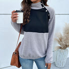 Jocelyne | Pull Col Montant Femme Effet Bouclette à Boutons-Pression - vue 3
