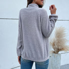 Jocelyne | Pull Col Montant Femme Effet Bouclette à Boutons-Pression - vue 4