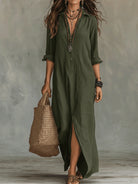 Joséphine | Robe Pull Femme Longue Col Roulé en Maille Douce Ajustée - Vert