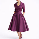 Judith | Robe Midi Femme Évasée à Poches, Col Croisé et Manches 3/4 - Violet