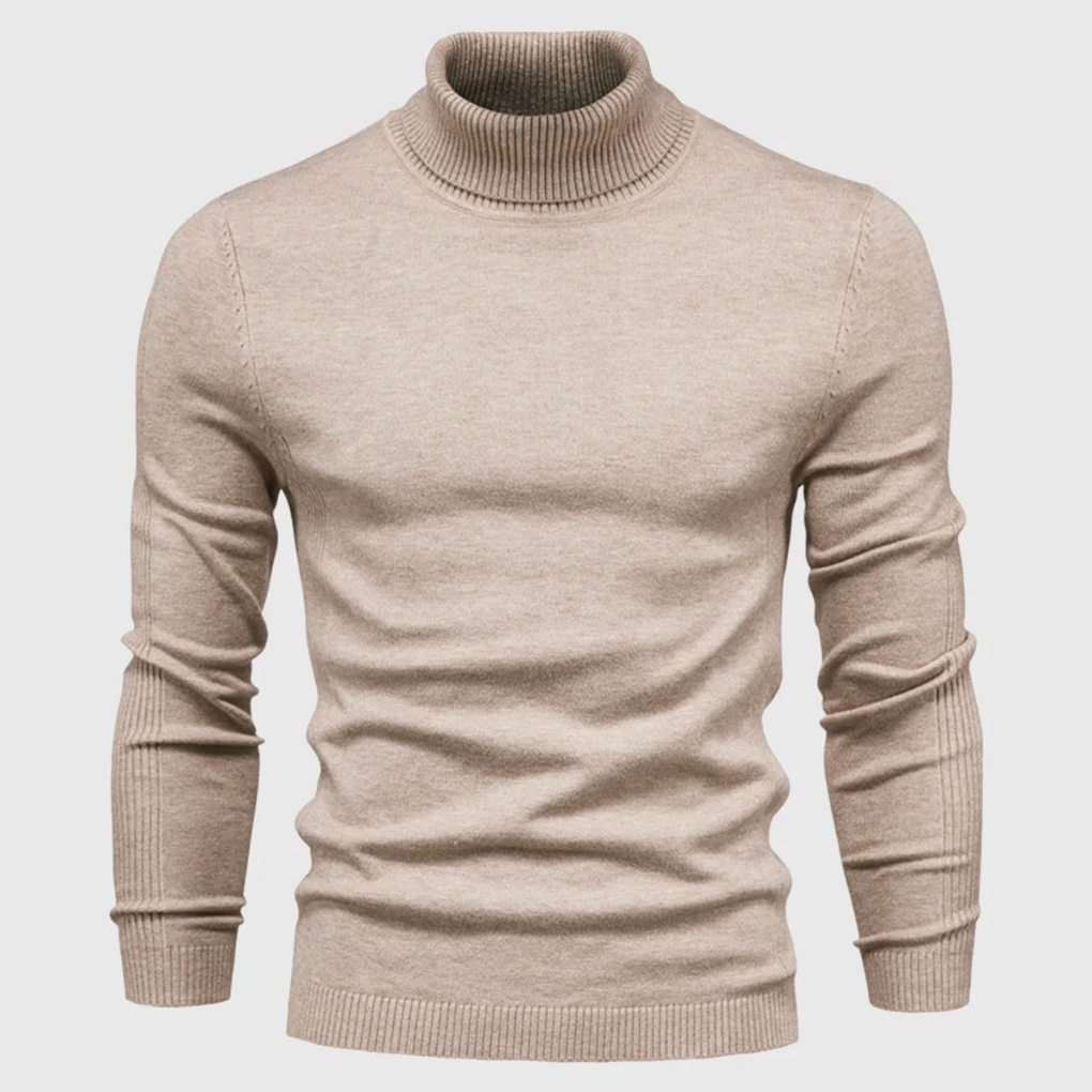 Julien | Pull Col Roulé Homme en Maille Fine Facile d'Entretien - Beige
