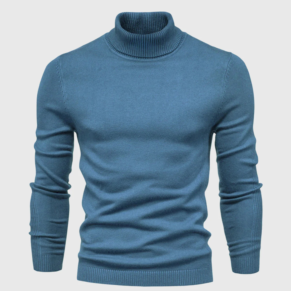 Julien | Pull Col Roulé Homme en Maille Fine Facile d'Entretien - Bleu pétrole