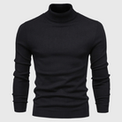 Julien | Pull Col Roulé Homme en Maille Fine Facile d'Entretien - Noir