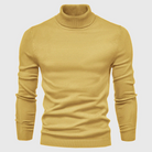 Julien | Pull Col Roulé Homme en Maille Fine Facile d'Entretien - Jaune ocre