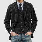 Lancelot | Ensemble Homme Veste et Gilet en Velours Côtelé Style Vintage - Noir