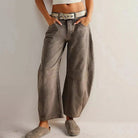 Laure | Jean Femme Taille Haute Coupe Baril à Cinq Poches - Gris foncé