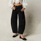 Laure | Jean Femme Taille Haute Coupe Baril à Cinq Poches - Noir