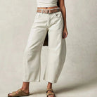 Laure | Jean Femme Taille Haute Coupe Baril à Cinq Poches - Blanc