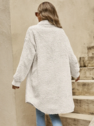 Léa | Veste Longue Femme Effet Teddy Boutonnée à Col Chemise - vue 5