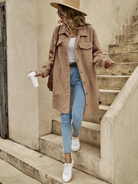 Léa | Veste Longue Femme Effet Teddy Boutonnée à Col Chemise - vue 8