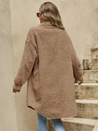 Léa | Veste Longue Femme Effet Teddy Boutonnée à Col Chemise - vue 9