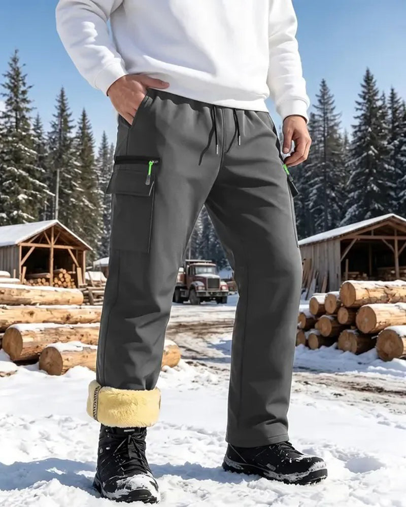 Léon | Pantalon Cargo Homme Doublure Chaude Effet Sherpa - Gris foncé