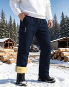 Léon | Pantalon Cargo Homme Doublure Chaude Effet Sherpa - Bleu marine