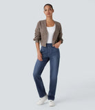Léonie | Pantalon Femme en Denim Foncé Taille Haute pour l'Hiver - vue 2