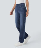 Léonie | Pantalon Femme en Denim Foncé Taille Haute pour l'Hiver - vue 4