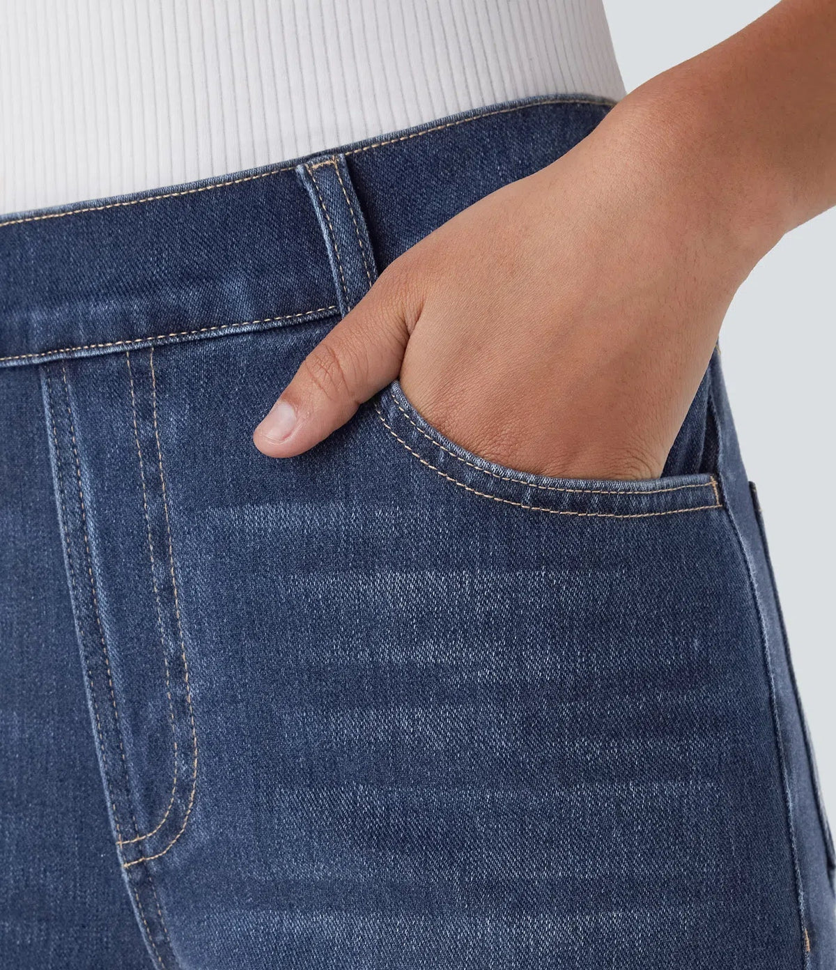 Léonie | Pantalon Femme en Denim Foncé Taille Haute pour l'Hiver - vue 5