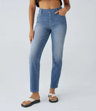 Léonie | Pantalon Femme en Denim Foncé Taille Haute pour l'Hiver - vue 8