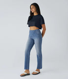 Léonie | Pantalon Femme en Denim Foncé Taille Haute pour l'Hiver - vue 9