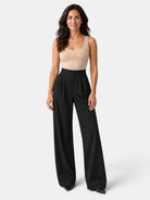 Liliane | Pantalon Femme Jambe Large à Taille Élastique Confortable - Noir