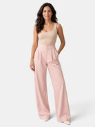 Liliane | Pantalon Femme Jambe Large à Taille Élastique Confortable - Rose