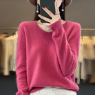 Lorraine | Pull Col V Femme Toucher Laine en Maille Douce Coupe Ample - Framboise