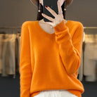 Lorraine | Pull Col V Femme Toucher Laine en Maille Douce Coupe Ample - Orange