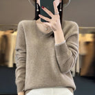 Lorraine | Pull Col V Femme Toucher Laine en Maille Douce Coupe Ample - Taupe