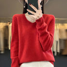 Lorraine | Pull Col V Femme Toucher Laine en Maille Douce Coupe Ample - Rouge