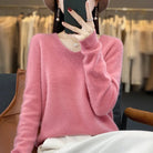 Lorraine | Pull Col V Femme Toucher Laine en Maille Douce Coupe Ample - Rose