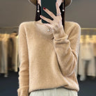 Lorraine | Pull Col V Femme Toucher Laine en Maille Douce Coupe Ample - Sable