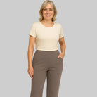 Lucienne | Pantalon Femme Extensible Taille Haute à Poches, Jambe Large - vue 2