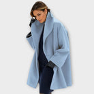 Lucile | Veste Femme Toucher Laine à Col Châle, Coupe Ajustée Coupe-Vent - Bleu