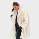 Lucile | Veste Femme Toucher Laine à Col Châle, Coupe Ajustée Coupe-Vent - Blanc