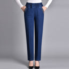 Madeleine | Jean Droit Stretch Femme Taille Élastique, Option Doublure Chaude - Bleu foncé – classique