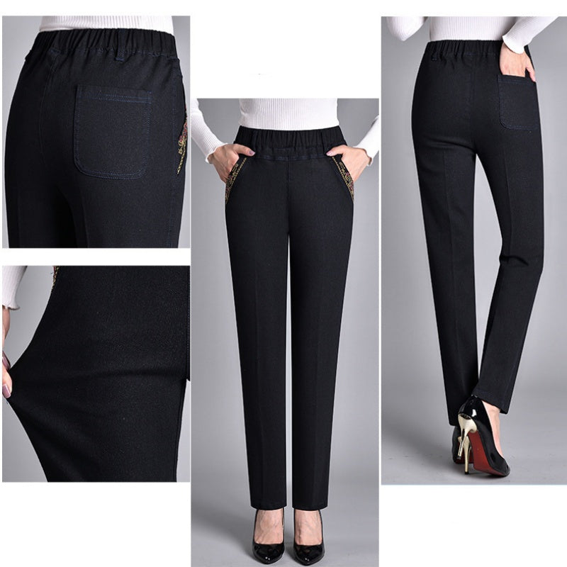 Madeleine | Jean Droit Stretch Femme Taille Élastique, Option Doublure Chaude - vue 6
