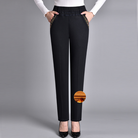 Madeleine | Jean Droit Stretch Femme Taille Élastique, Option Doublure Chaude - Noir – doublé hiver