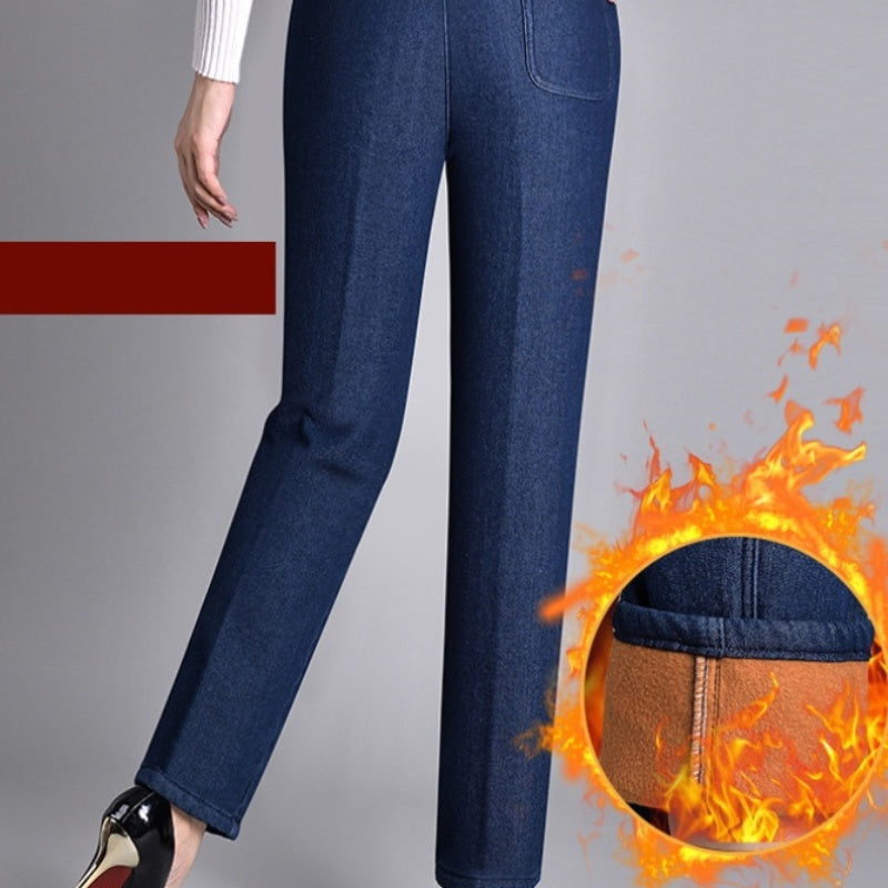 Madeleine | Jean Droit Stretch Femme Taille Élastique, Option Doublure Chaude - vue 9