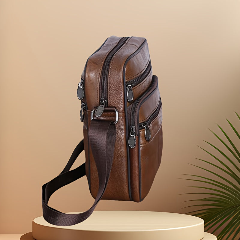 Marcel | Sacoche Bandoulière Homme Effet Cuir Grainé Multi-Poches - vue 4