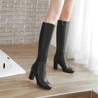 Marceline | Bottes Hautes Femme Effet Cuir à Talon Large et Zip Latéral - vue 1